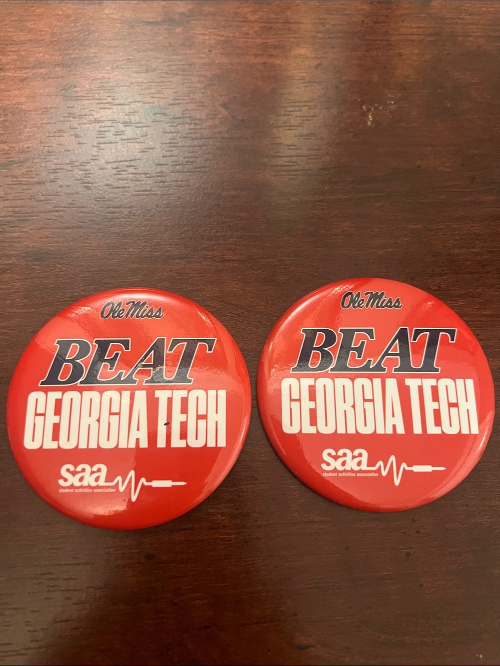 Ole Miss Red "Beat Georgia Tech" Button Pin